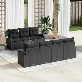 Dārza Dīvānu Komplekts 8 Pcs Melna Vidaxl