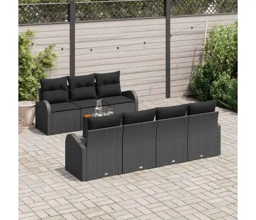 Dārza Dīvānu Komplekts 8 Pcs Melna Liels Rota, Audums Vidaxl Dārza Dīvānu Komplekts 8 Pcs Melna Liels Rota, Audums Vidaxl