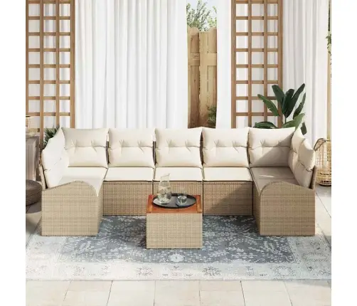 Dārza Dīvānu Komplekts 8 Pcs Bēšs Un Balts Vidaxl
