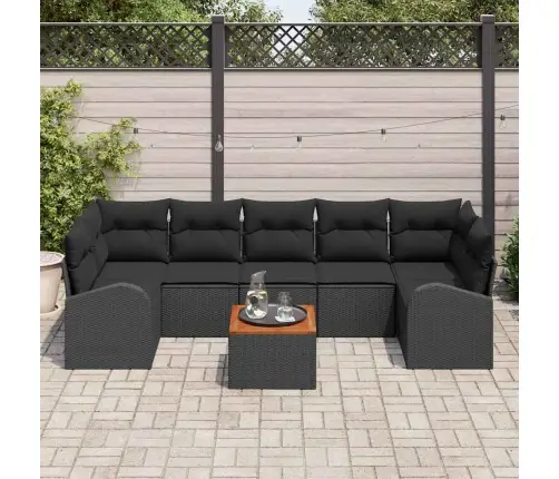 Dārza Dīvānu Komplekts 8 Pcs Melna Liels Vidaxl