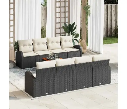 Dārza Dīvānu Komplekts 9 Pcs Melns, Balts Lieli Vidaxl