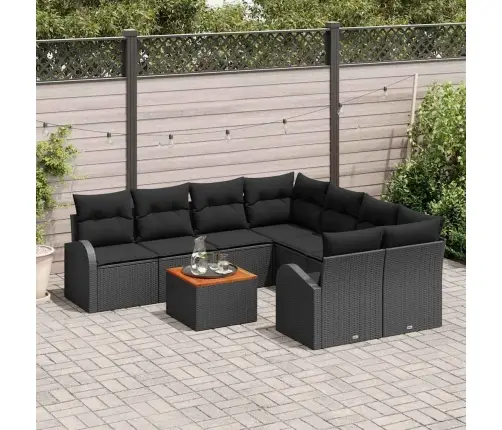 Dārza Dīvānu Komplekts 9 Pcs Melna Liels Rotangpalma & Metāls Vidaxl