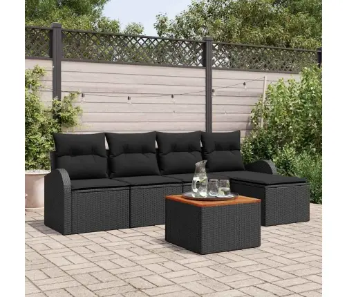 Dārza Dīvānu Komplekts 6 Pcs Melna Liels Vidaxl