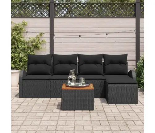 Dārza Dīvānu Komplekts 6 Pcs Melna Liels Vidaxl