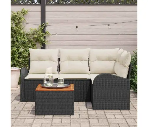 Aia Diivanikomplekt 5 Pcs Must Ja Kreem Polürotang