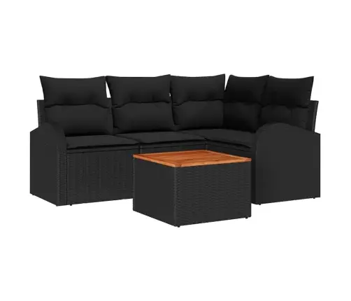 Dārza Dīvānu Komplekts Ar Uzglabāšanu 5 Pcs Melna Poliratāns Vidaxl