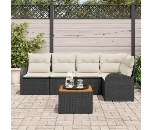 Dārza Dīvānu Komplekts 6 Pcs Melns, Balts Liels Vidaxl