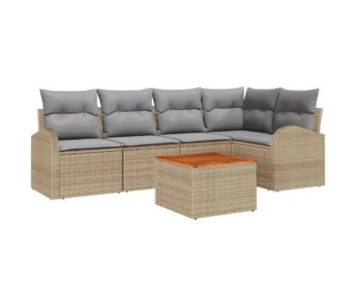 Sodo Sofų Rinkinys 6 Pcs Smėlio Ir Šviesiai Pilkos Spalvos