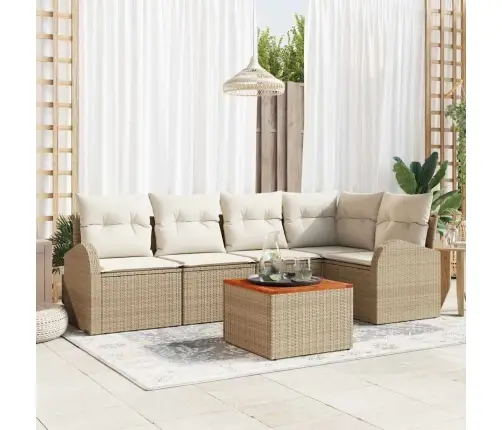 Dārza Dīvānu Komplekts 6 Pcs Bežs, Balts Liels Vidaxl