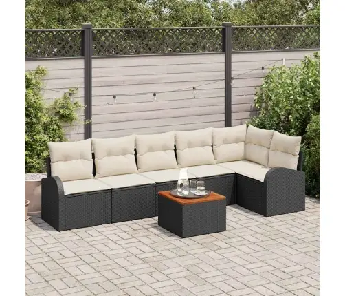 Dārza Dīvānu Komplekts 7 Pcs Melns, Balts Liels Vidaxl Dārza Dīvānu Komplekts 7 Pcs Melns, Balts Liels Vidaxl