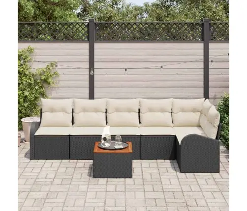 Dārza Dīvānu Komplekts 7 Pcs Melns, Balts Liels Vidaxl Dārza Dīvānu Komplekts 7 Pcs Melns, Balts Liels Vidaxl