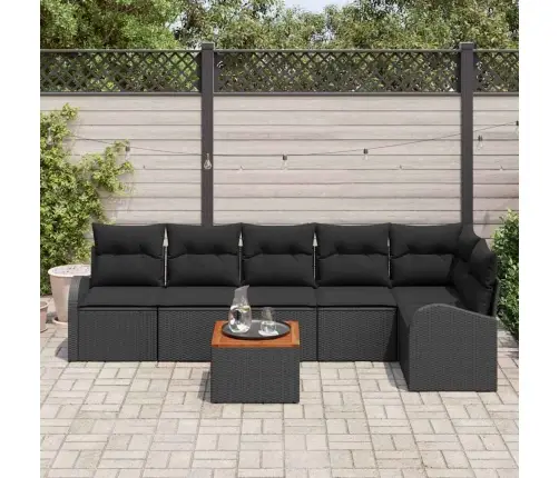 Dārza Dīvānu Komplekts 7 Pcs Melna Liels Rotangpalma Vidaxl