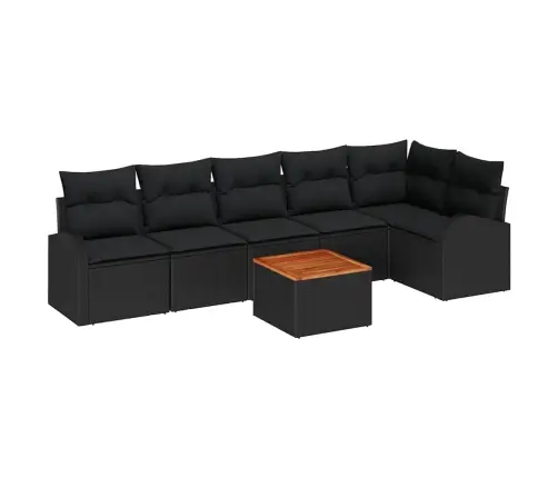 Dārza Dīvānu Komplekts 7 Pcs Melna Liels Rotangpalma Vidaxl