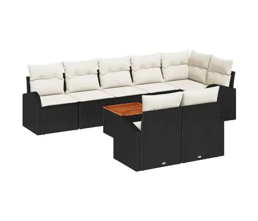 Sodo Sofų Rinkinys 9 Pcs Juoda Ir Kreminė Poliratanas