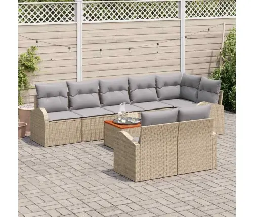 Dārza Dīvānu Komplekts 9 Pcs Bēša Un Gaiši Pelēka Vidaxl