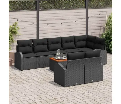 Sodo Sofų Rinkinys Su Saugykla 9 Pcs Juoda Poliratanas