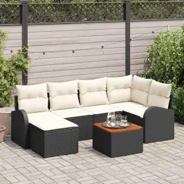 Dārza Dīvānu Komplekts 7 Pcs Melns Un Balts Vidaxl