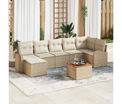 Dārza Dīvānu Komplekts 8 Pcs Bežs, Balts Liels Vidaxl