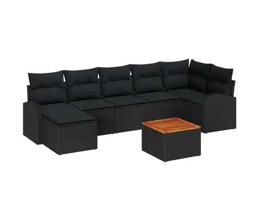 Sodo Sofų Rinkinys Su Saugykla 8 Pcs Juoda Poliratanas