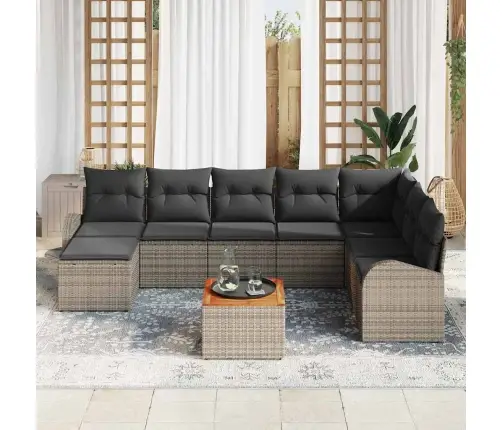 Sodo Sofų Rinkinys 9 Pcs Pilka