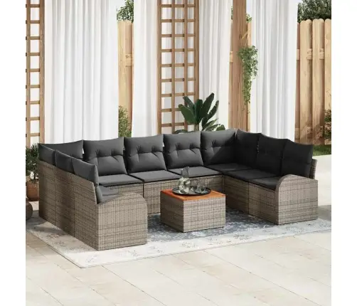 Dārza Dīvānu Komplekts Pelēkā Krāsā 10 Pcs Pelēka Liels Vidaxl