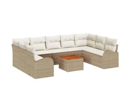 Dārza Dīvānu Komplekts 10 Pcs Bežs, Balts Liels Austa Un Auduma Vidaxl