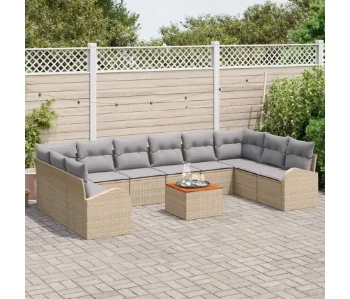 Dārza Dīvānu Komplekts 11 Pcs Beige, Gaiši Pelēks Liels Vidaxl