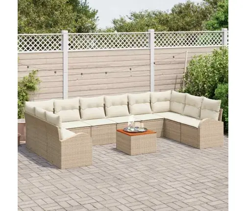 Dārza Dīvānu Komplekts 11 Pcs Bēšs Un Balts Vidaxl