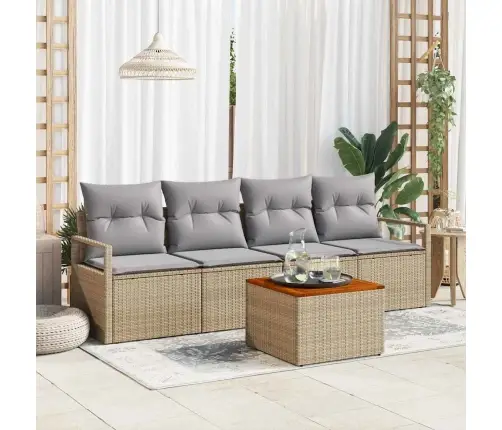 Dārza Dīvānu Komplekts 5 Pcs Bežs, Gaiši Pelēks Liels Vidaxl
