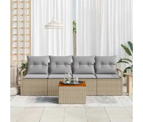 Dārza Dīvānu Komplekts 5 Pcs Bežs, Gaiši Pelēks Liels Vidaxl