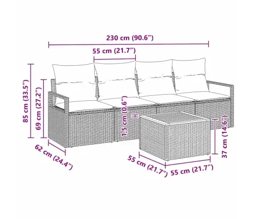 Dārza Dīvānu Komplekts 5 Pcs Bežs, Balts Standarta Vidaxl
