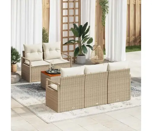 Dārza Dīvānu Komplekts 6 Pcs Bežs, Balts Liels Vidaxl