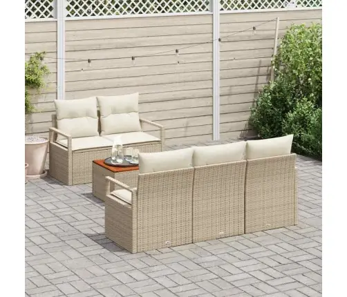 Dārza Dīvānu Komplekts 6 Pcs Bežs, Balts Liels Vidaxl