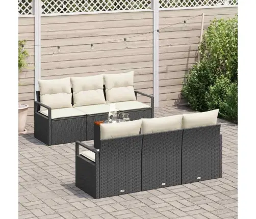 Sodo Sofų Rinkinys 7 Pcs Juoda Ir Kreminė Poliratanas