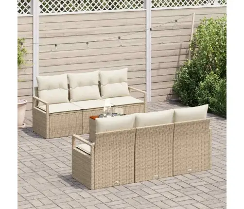 Sodo Sofų Rinkinys 7 Pcs Smėlio Ir Balta