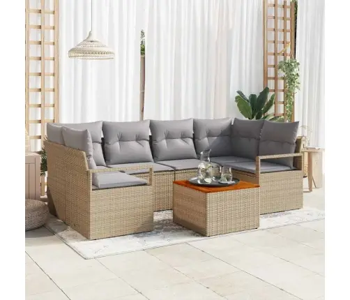 Dārza Dīvānu Komplekts 7 Pcs Beige, Gaiši Pelēks Vidaxl