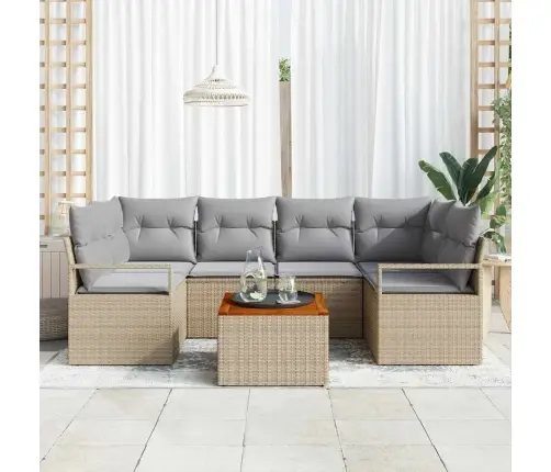 Dārza Dīvānu Komplekts 7 Pcs Beige, Gaiši Pelēks Vidaxl