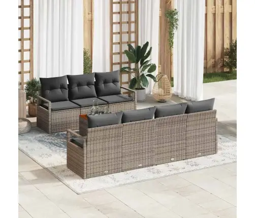 Dārza Dīvānu Komplekts 8 Pcs Pelēka Liels Vidaxl