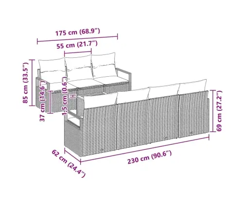 Dārza Dīvānu Komplekts 8 Pcs Bežs, Balts Liels Vidaxl