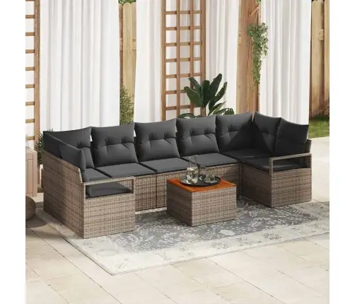 Dārza Dīvānu Komplekts Pelēks 8 Pcs Pelēka Liels Rotangpalma Vidaxl