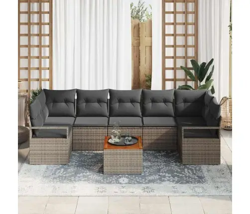 Dārza Dīvānu Komplekts Pelēks 8 Pcs Pelēka Liels Rotangpalma Vidaxl