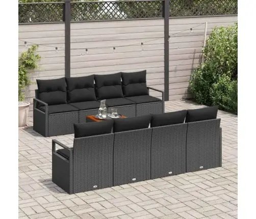 Modulārais Dārza Dīvānu Komplekts 9 Pcs Melna Standarta Vidaxl