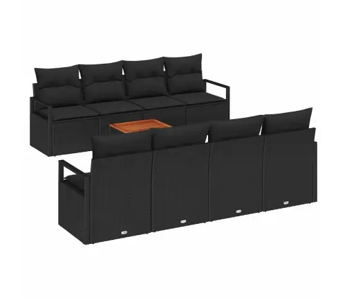 Modulārais Dārza Dīvānu Komplekts 9 Pcs Melna Standarta Vidaxl