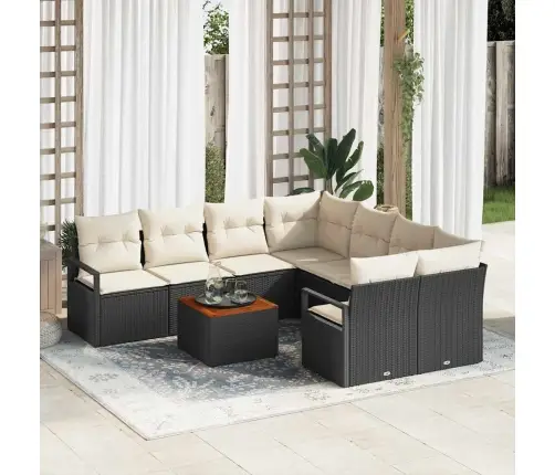 Dārza Dīvānu Komplekts 9 Pcs Melns, Balts Liels Vidaxl