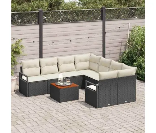 Dārza Dīvānu Komplekts 9 Pcs Melns, Balts Liels Vidaxl