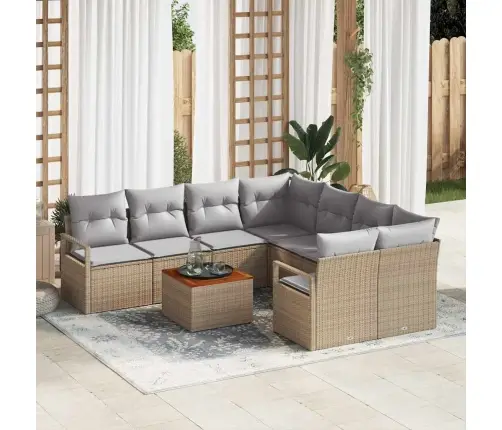 Aia Diivanikomplekt 9 Pcs Beež Ja Heledhall Polürotang