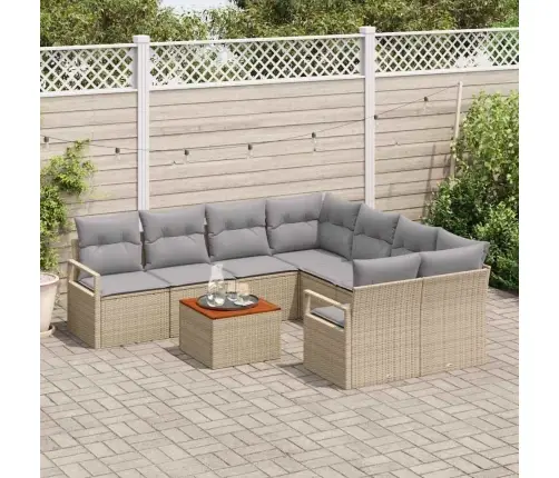 Dārza Dīvānu Komplekts 9 Pcs Beige, Gaiši Pelēks Vidējs Vidaxl