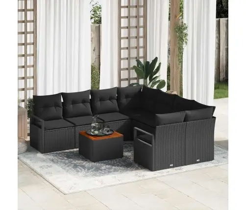 Dārza Dīvānu Komplekts 9 Pcs Melna Vidējs Vidaxl