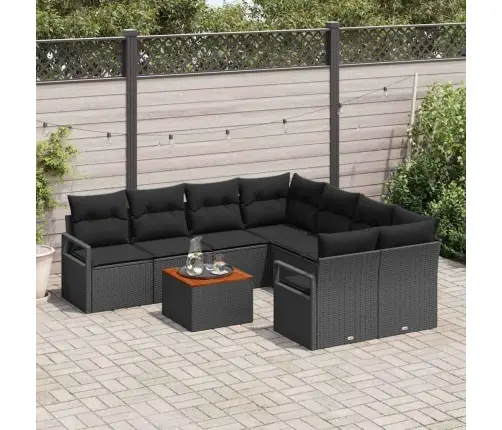 Dārza Dīvānu Komplekts 9 Pcs Melna Vidējs Vidaxl