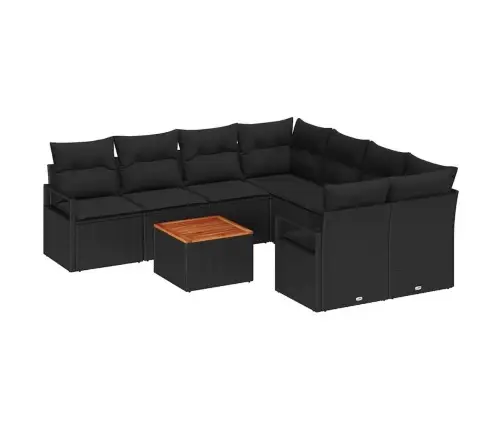 Dārza Dīvānu Komplekts 9 Pcs Melna Vidējs Vidaxl